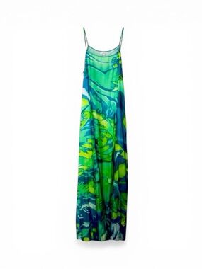 Green and Blue Silk Maxi Dress